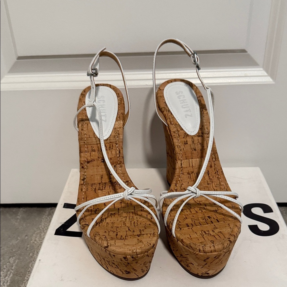 SCHUTZ Cassia White Platform Sandals